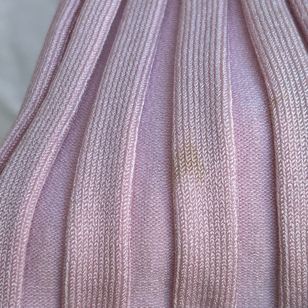 Cache Long Sleeve Silk Pink Ribbed Double Zip Shirt - Picture 8 of 12
